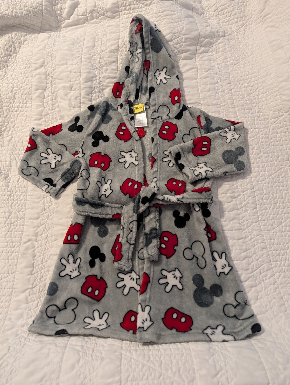 Mickey Mouse Disney Junior  Grey Fuzzy Robe 4T